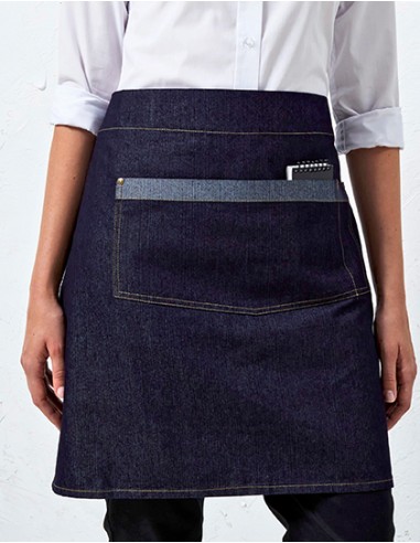 P-PR128-Domain Contrast Denim Waist Apron